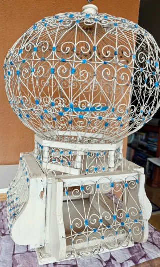 Jaula Adorno Hierro y Madera para Restaurar