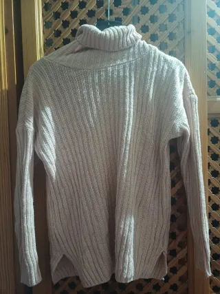 Jersey lana cuello alto rosa