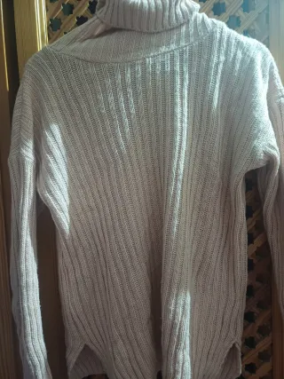 Jersey lana cuello alto rosa