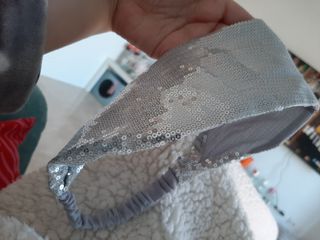 Bandana elástica ajustable plata plateada strass