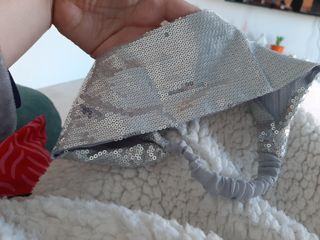 Bandana elástica ajustable plata plateada strass