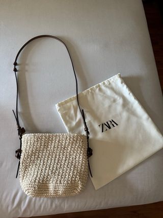Bolso Zara Crochet Beige/Blanco