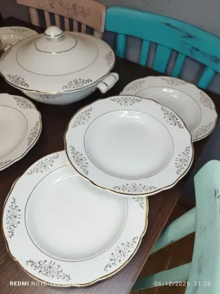 Vajilla LUNEVILLE Vintage Porcelana Dorada