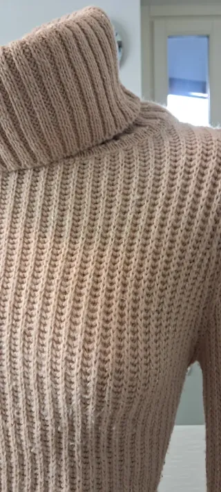 Maglione collo brillantinato beige taglia unica
