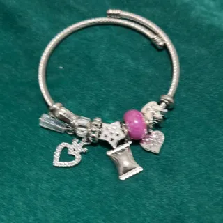 Pulsera Acero Inoxidable Dijes Corazón Hilo