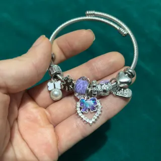 Pulsera Acero Inoxidable Dijes Corazón Hilo