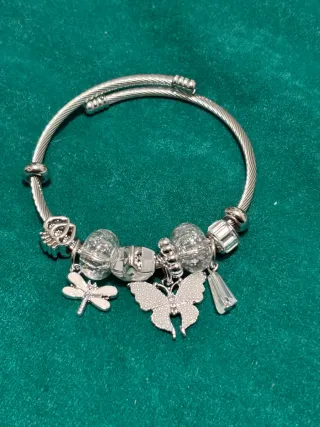 Pulsera Acero Inoxidable Dijes Corazón Hilo