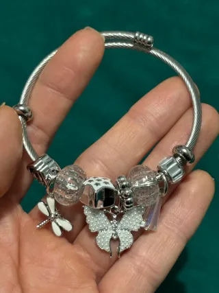 Pulsera Acero Inoxidable Dijes Corazón Hilo