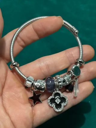 Pulsera Acero Inoxidable Dijes Corazón Hilo