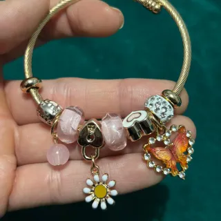 Pulsera Acero Inoxidable Dijes Corazón Hilo