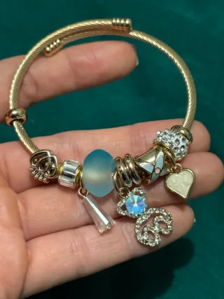 Pulsera Acero Inoxidable Dijes Corazón Hilo