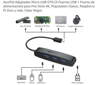 Adaptador Micro USB OTG 3 Puertos USB