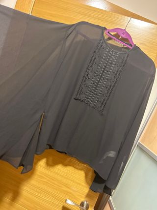 Zara Camisa Fiesta Negra Talla M
