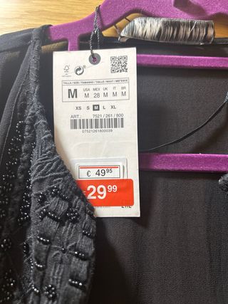 Zara Camisa Fiesta Negra Talla M