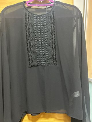Zara Camisa Fiesta Negra Talla M
