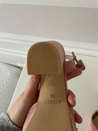 Sandalias tacón rosa terciopelo