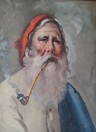 Dipinto olio su tela • Fumatore di pipa