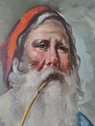 Dipinto olio su tela • Fumatore di pipa