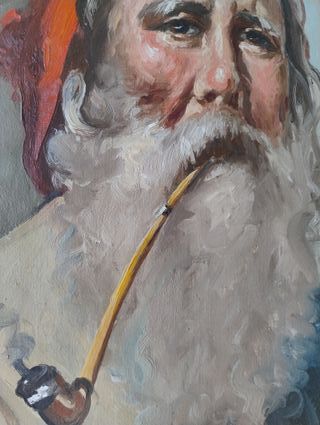 Dipinto olio su tela • Fumatore di pipa