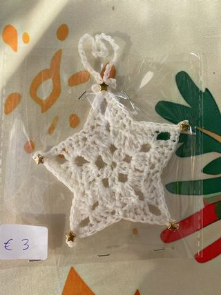 Decorazioni Natalizie Stella Uncinetto Oro Bianco