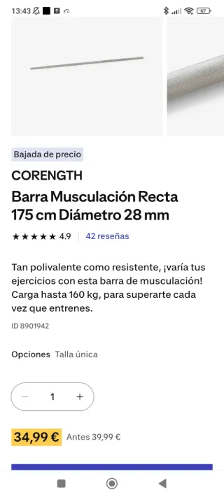 Barra de pesas para musculación