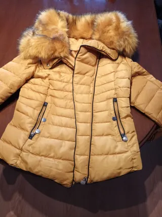 Cazadora niña plumas, amarilla, talla S