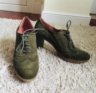 Botines Gadea verde tacón talla 40
