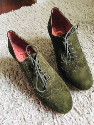 Botines Gadea verde tacón talla 40