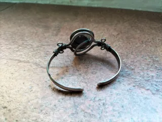 Pulsera Plata con Piedra Negra