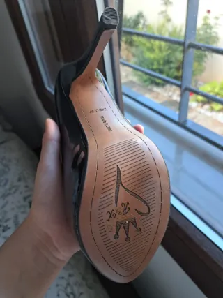 Zapatos tacón alto plataforma charol negros 38