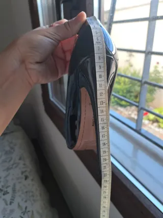 Zapatos tacón alto plataforma charol negros 38