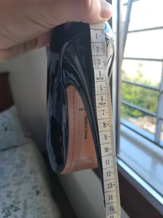 Zapatos tacón alto plataforma charol negros 38