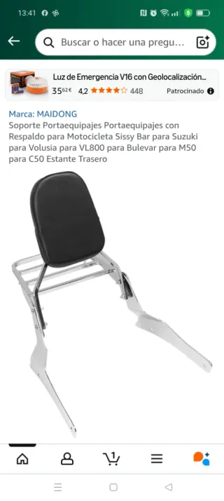 Soporte portaequipajes con respaldo