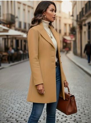 Chaqueta de Abrigo Elegante color Caqui