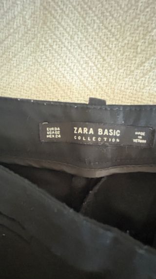Pantalón de traje Zara negro algodón talla 34
