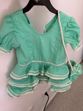Traje Flamenca Niña Verde Lunares talla de 0 /1