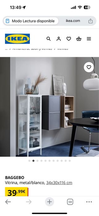 Vitrina expositora IKEA cristal y metal