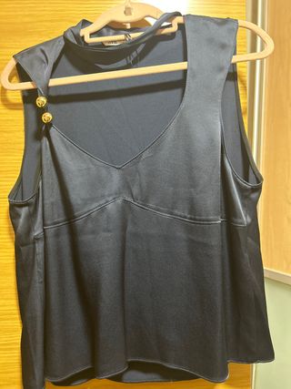 Camisa Zara raso azul marino