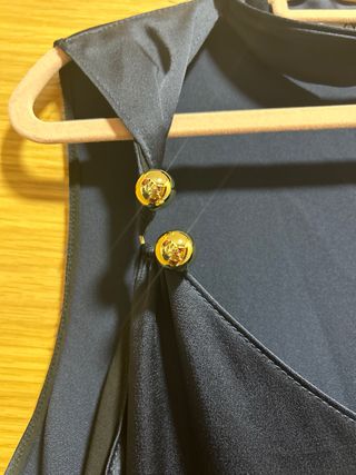 Camisa Zara raso azul marino