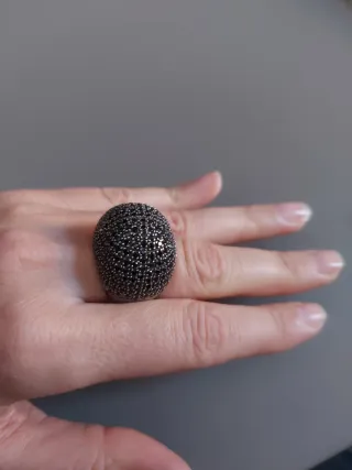 Anillo plata y negro