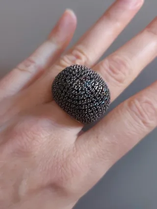 Anillo plata y negro