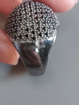 Anillo plata y negro