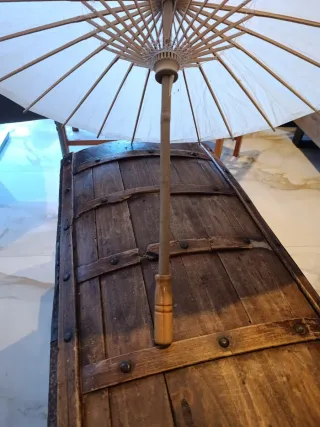 Paraguas chino hecho a mano blanco