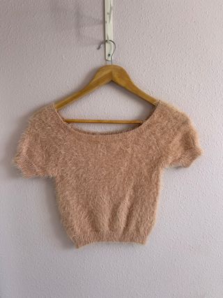 Top peludo rosa