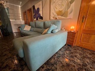 Sofá Chaise Longue Turquesa Extraible y con  arcon