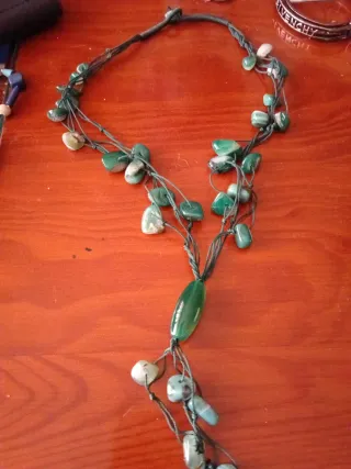 Collar Ágata Verde Algodón