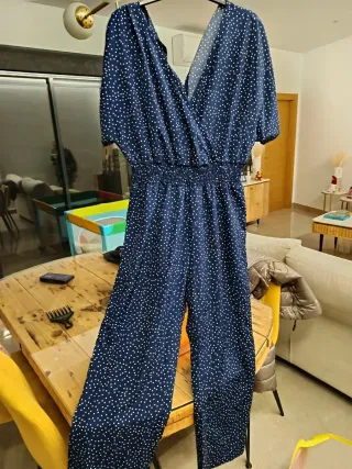 Mono Shein azul lunares blancos talla XL