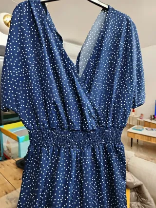 Mono Shein azul lunares blancos talla XL