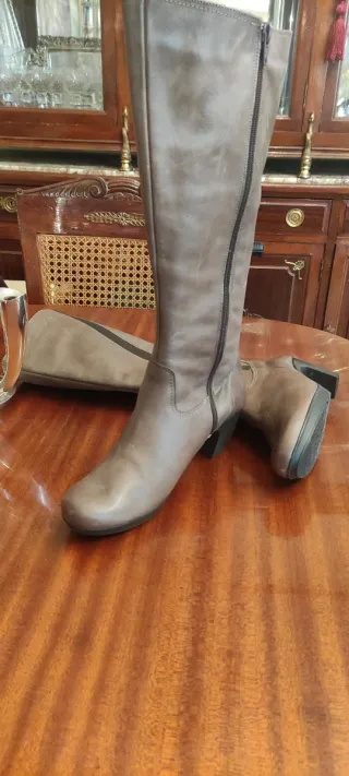Botas de piel mujer marrones/grises