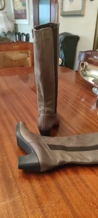 Botas de piel mujer marrones/grises